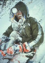Everest Book - Everest: Kangshung Face - Stephen Venables coming down from Everest summit